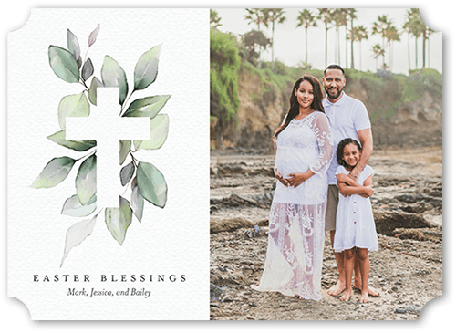 Garland Cross 5x7 White  Easter Card