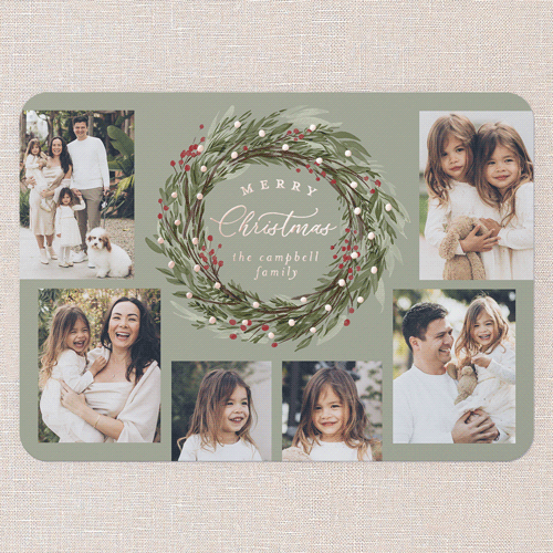 Custom Foil Wreath Christmas Cards