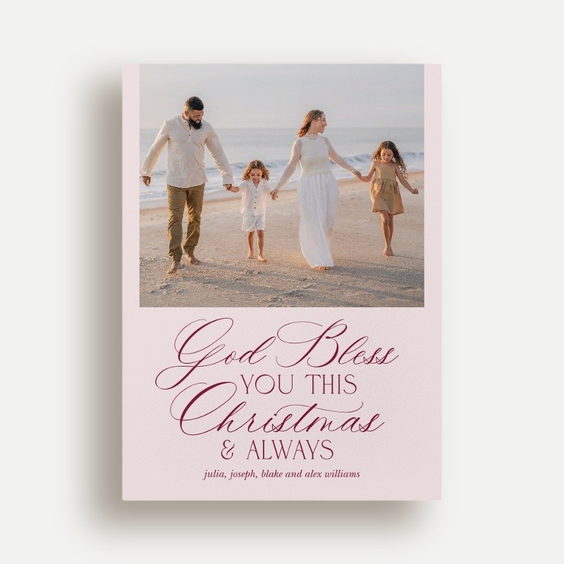 Blessed Script Religious Christmas Card