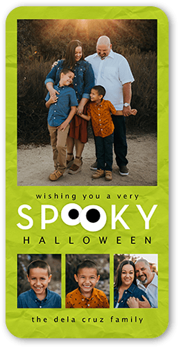 Googly Spooky 4x8 Green  Halloween Card