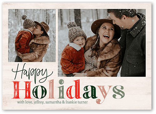 Holly Type 5x7 Beige  Holiday Card