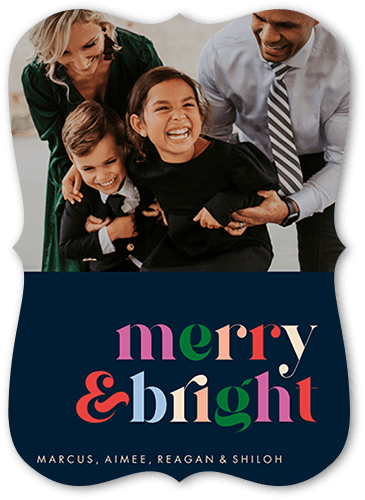 Bright Color Burst 5x7 Blue  Holiday Card