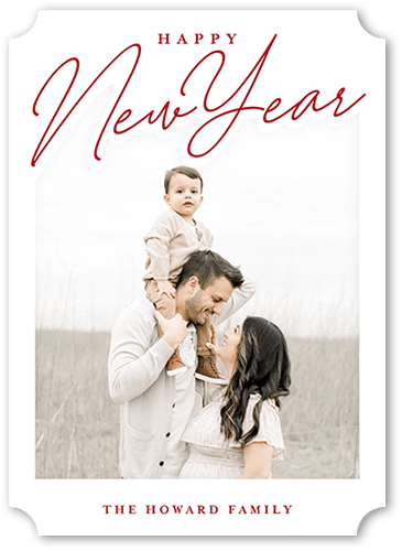 Shaped Script 5x7 White  Holiday Card