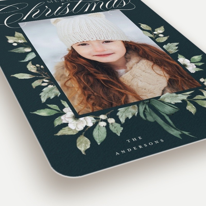 Botanical Bow Holiday Card Botanical Bow 5x7 Green Holiday Card