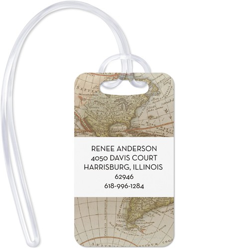 Map of Adventure 2x3 Beige  Luggage Tag