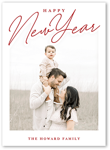 Shaped Script 5x7 White  Holiday Card