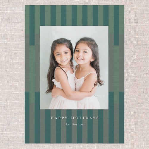 Bold Stripe 5x7 Green  Holiday Card