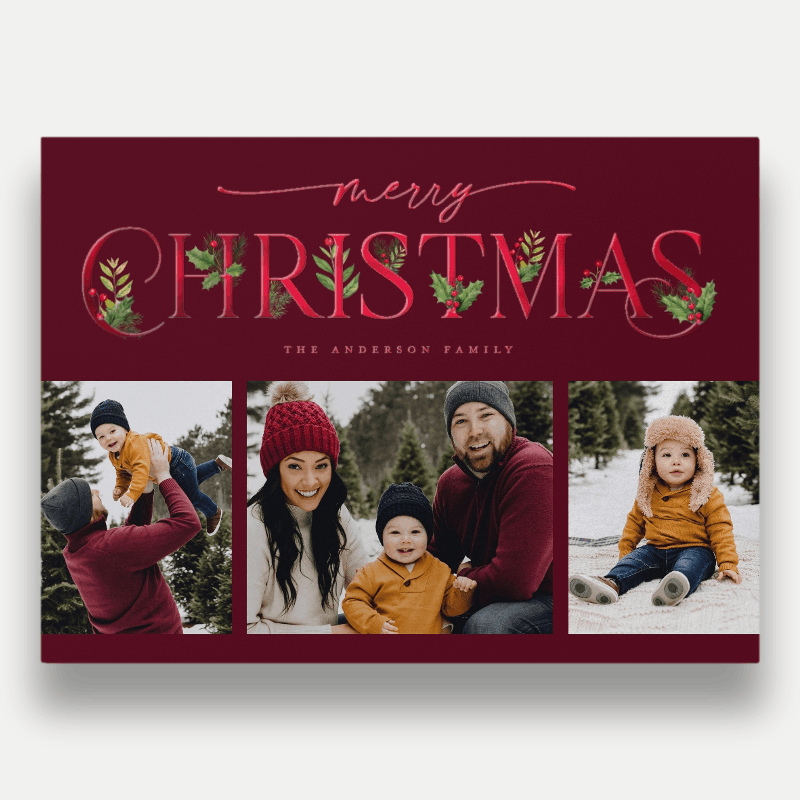 Classic Statement Holiday Card Classic Statement 6x8 Red Holiday Card