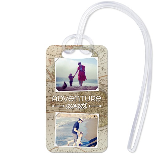 Map of Adventure 2x3 Beige  Luggage Tag