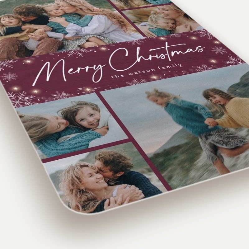 Snowflurry Script Holiday Card Snowflurry Script 5x7 Red Holiday Card