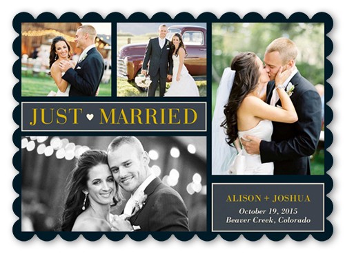 Wedding Announcements: Until Ever After Simple 5x7 Flat Black 4 Photos Signature Smooth Cardstock Scallop Shutterfly