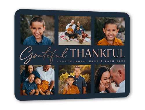 Grateful and Thankful 5x7 Blue  Thanksgiving Card