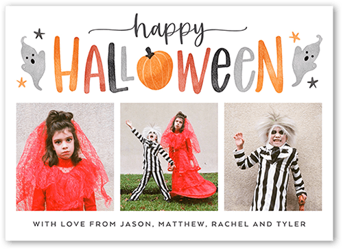 Spooky Friends 5x7 White  Halloween Card