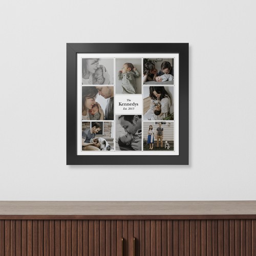 Modern Family Collage Portrait 16x16 White  Framed Print