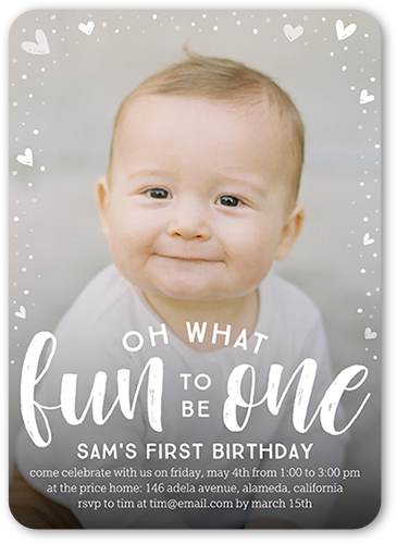 What a Fun One 5x7 White  Birthday Invitation