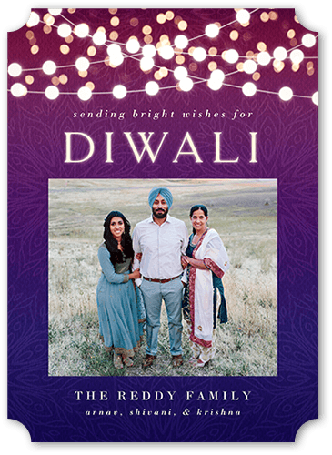 Shining String Lights 5x7 White  Diwali Card