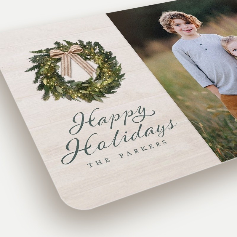 Rustic Wreath Holiday Card Rustic Wreath 5x7 Beige Holiday Card