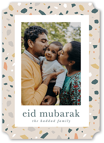 Flecked Trim 5x7 Gray  Eid Card