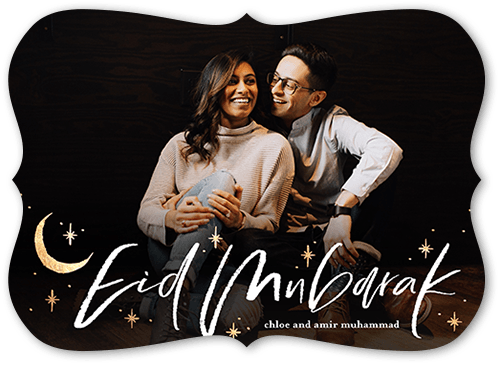 Moon Stars 5x7 White  Eid Card