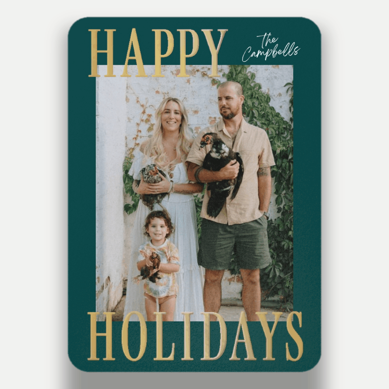 Bold Serif Holiday Card Bold Serif 5x7 Teal Holiday Card