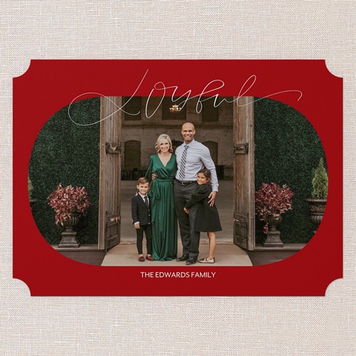 Rounded Cheer 5x7 Red  Holiday Card