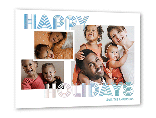 Modern Shining Stripes 5x7 White  Holiday Card