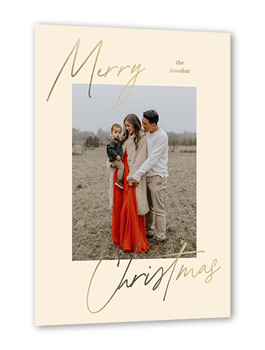 Lettered Photo 5x7 Beige  Holiday Card