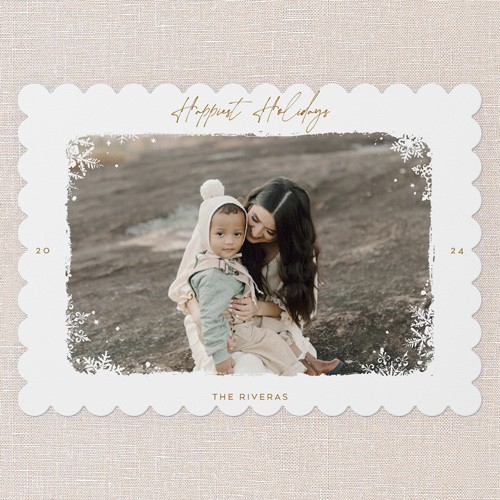 Snowdrift Celebration 5x7 White  Holiday Card