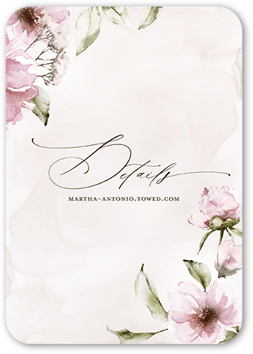 Light Floral 3.5x5 Pink  Wedding Enclosure Card