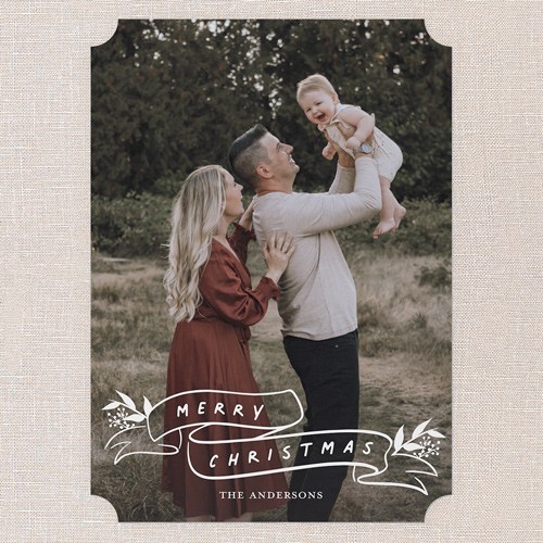 Festive Flourish 5x7 White  Holiday Card