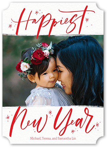 Flashy Script 5x7 Red  Lunar New Year Card