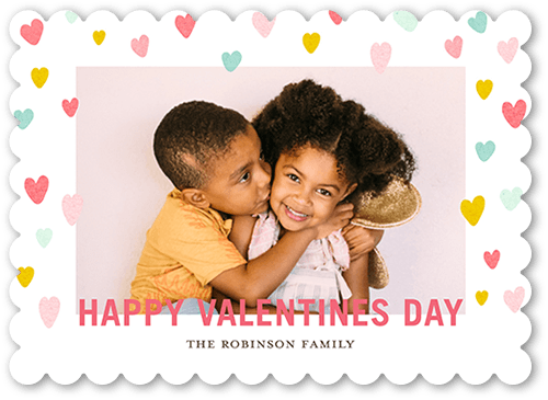 Polka Hearted 5x7 White  Valentine's Day Card