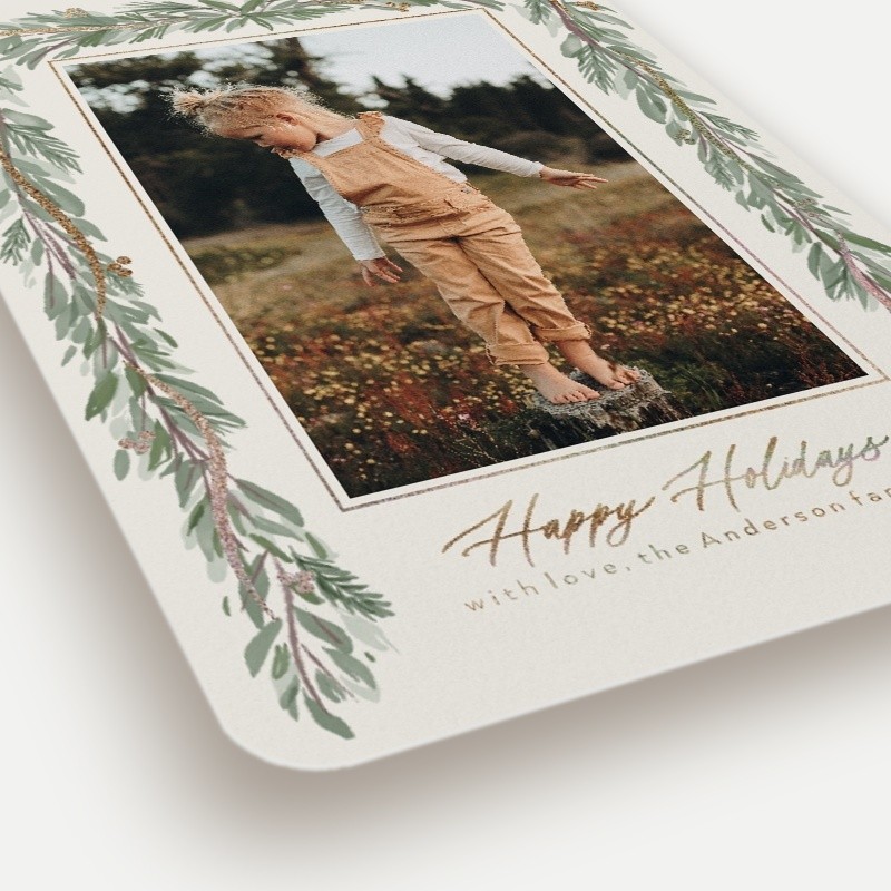 Pine Garland Frame Holiday Card