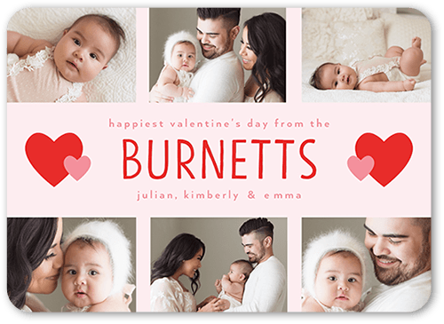 Hearty Wishes 5x7 Pink  Valentine's Day Card