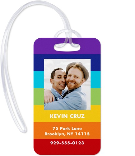 Rainbow Monogram 2x4 Red  Luggage Tag