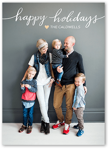 Flowing Handwriting 5x7 White  Holiday Card