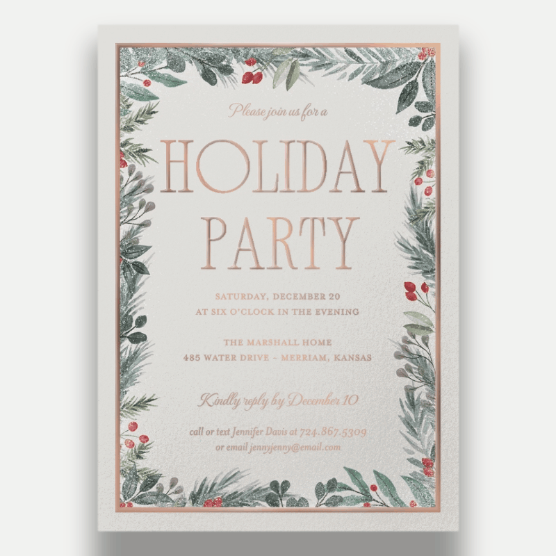 Botanical Border Holiday Invitation