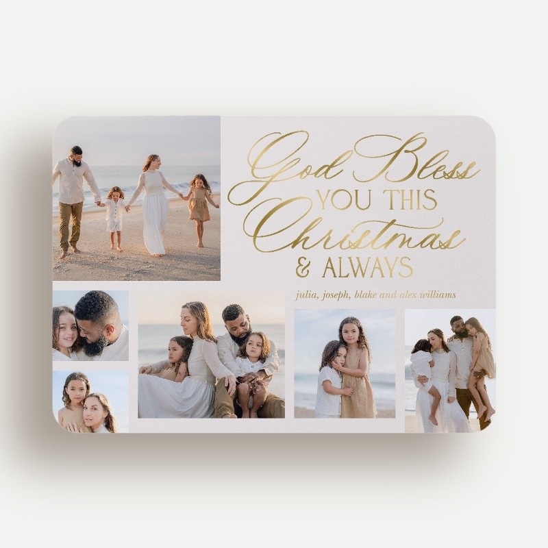 Blessed Script Religious Christmas Card