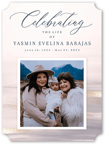 Serene Harmony 5x7 Pink  Memorial Card