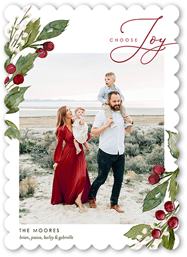 Festive Berries 5x7 White  Holiday Card