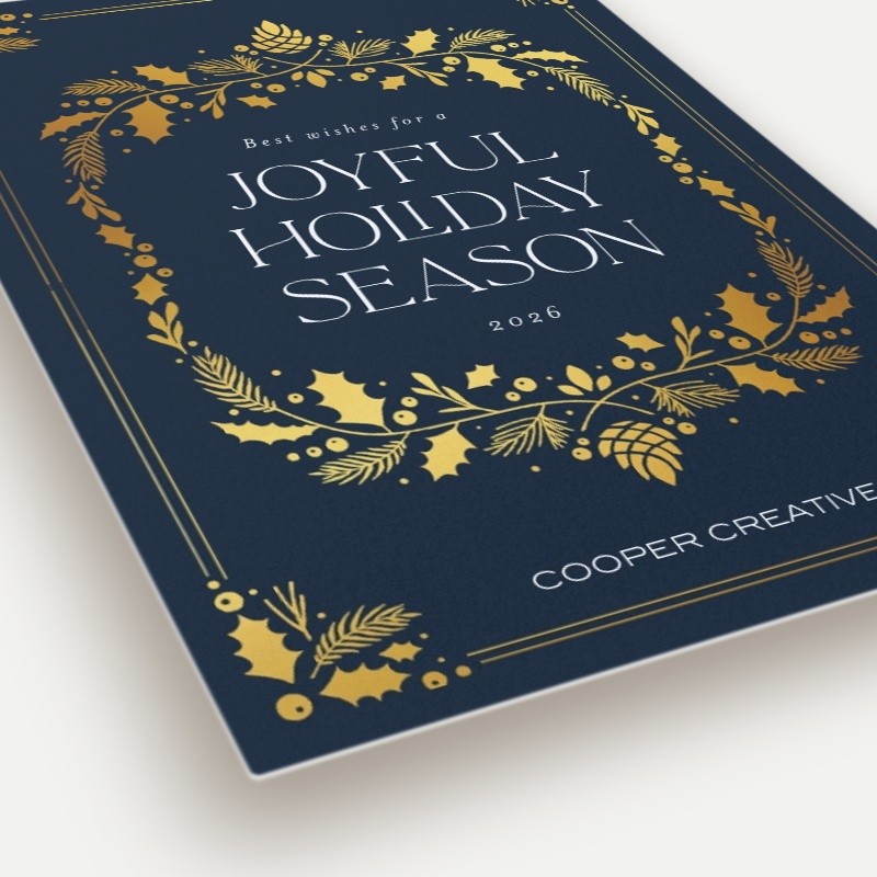 Golden Laurel Wishes Holiday Card