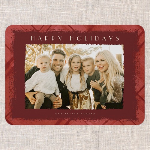 Speckled Plaid 5x7 Red  Holiday Card