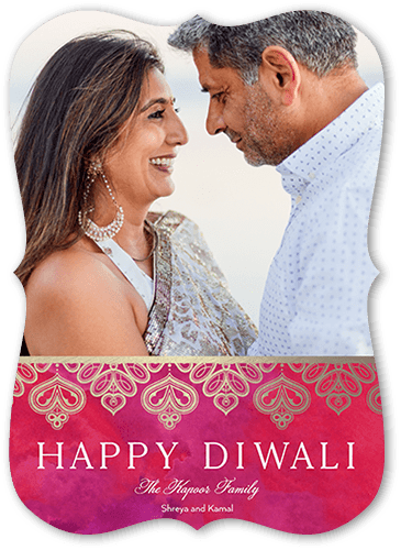 Lacy Edge 5x7 Red  Diwali Card