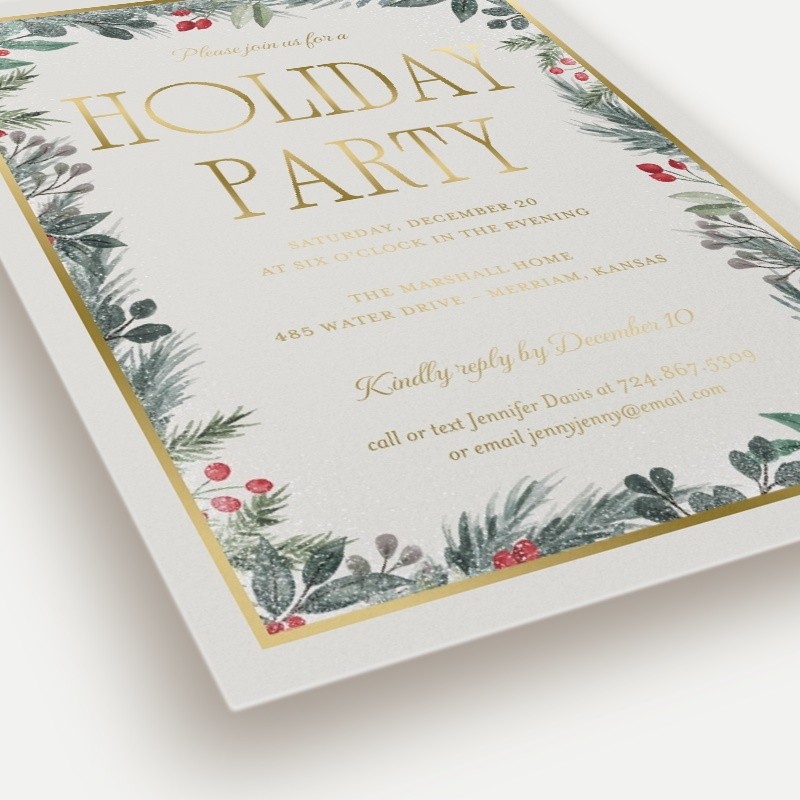 Botanical Border Holiday Invitation