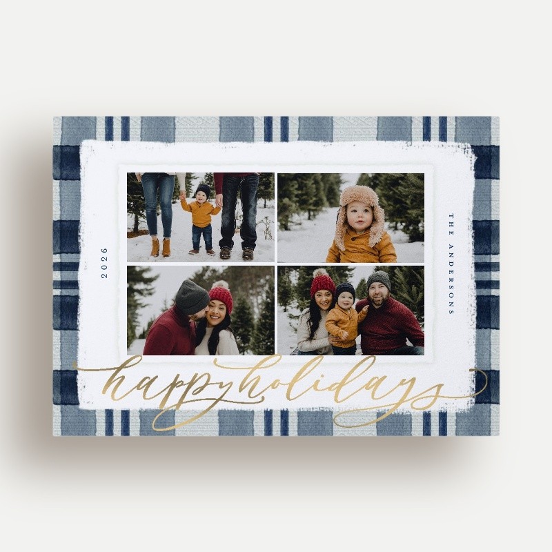 Signed Plaid Holiday Card