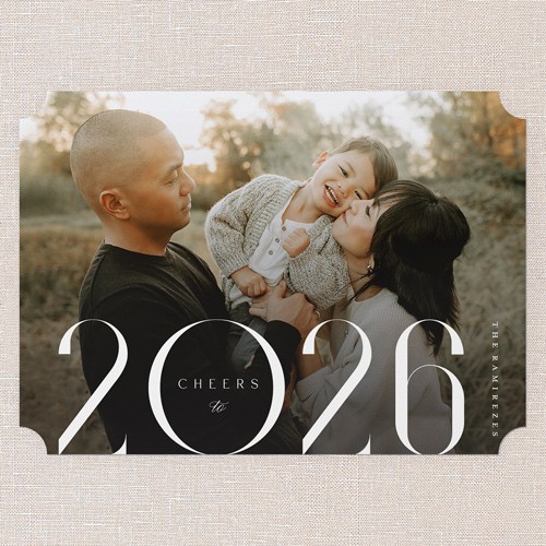 Cheers For The Year 5x7 White  New Year's Card