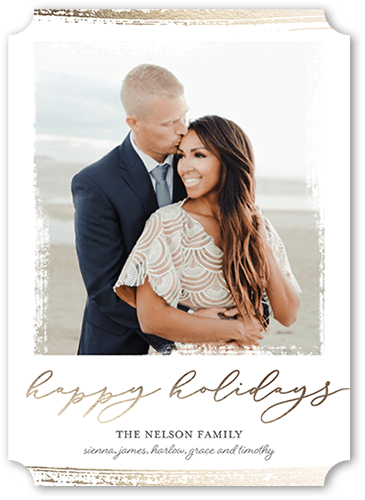 Brushed Barrier 5x7 White  Holiday Card