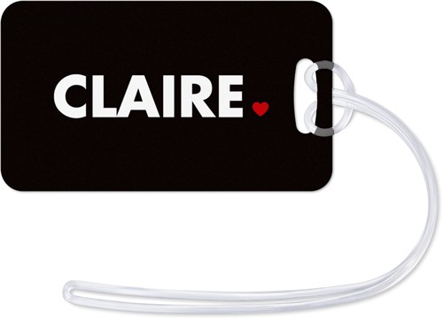 Name Heart 2x4 Black  Luggage Tag