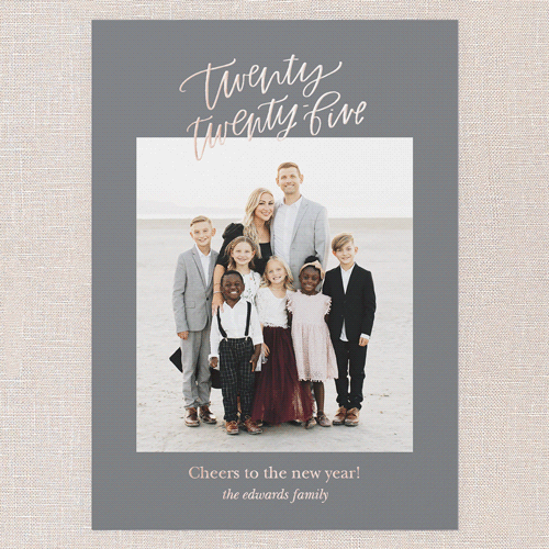 Written Year 5x7 Gray  New Year's Card