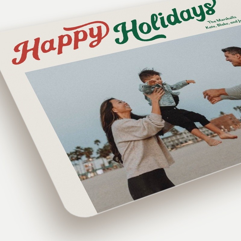 Retro Script Collage Holiday Card